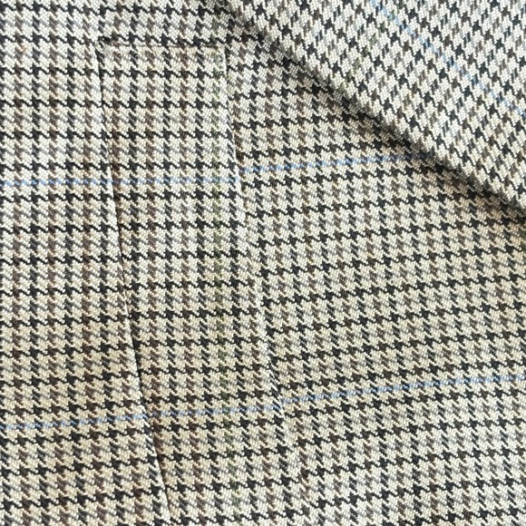 Club Room Houndstooth Blazer 42R Silk Wool Cashmere Sport Coat Tan - Picture 4 of 16